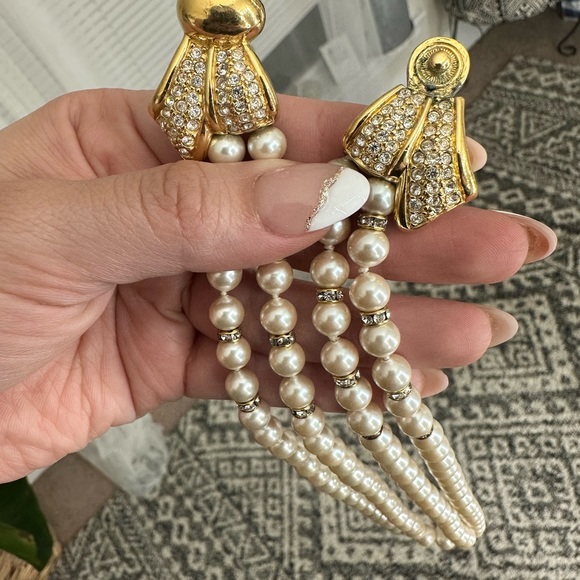 Vintage Christian Dior pearl and gold bow with Swarovski crystals necklace - Picture 12 of 14